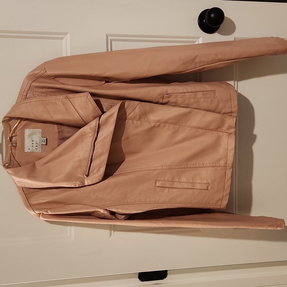 A New Day Pink Peach Faux Leather Jacket Small